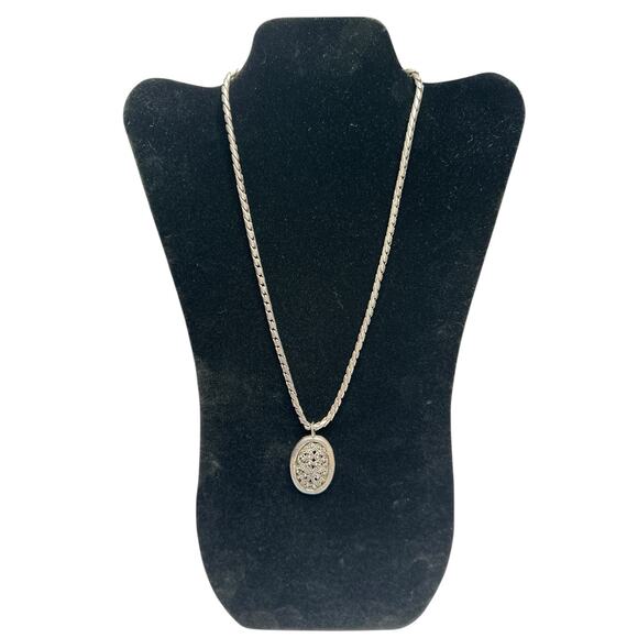 LOIS HILL DECORATIVE PENDANT NECKLACE Sterling Toggle 21" Thick Chain 2.6 oz - Picture 2 of 12